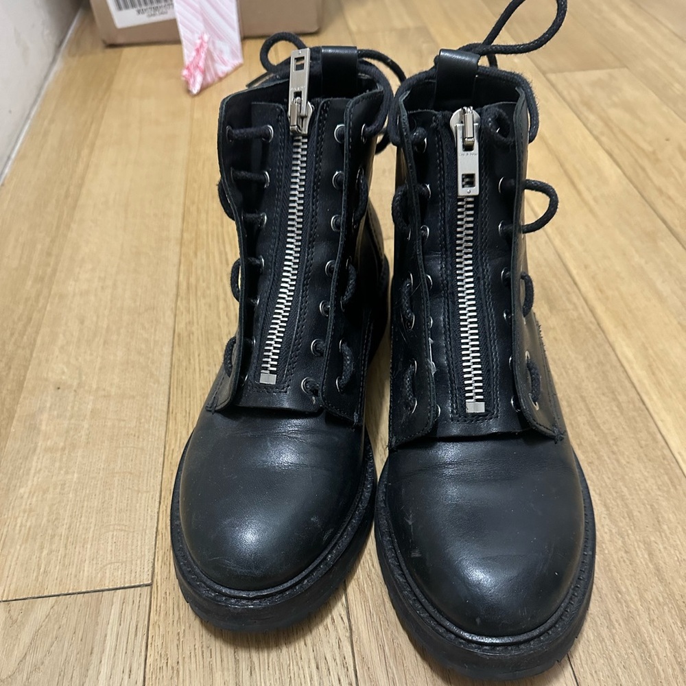 Rag & Bone Leather lace up moto boot